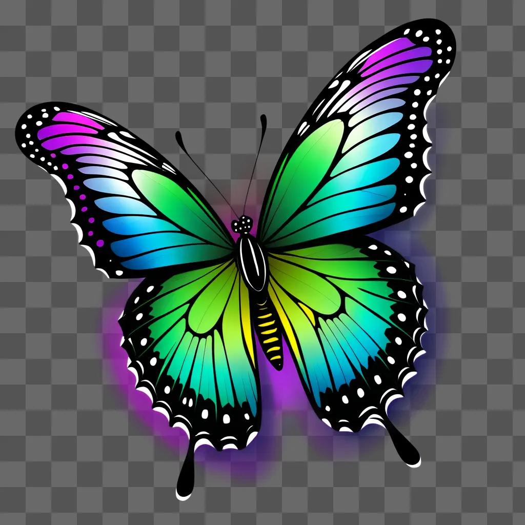 Colorful butterfly wings with glowing hues