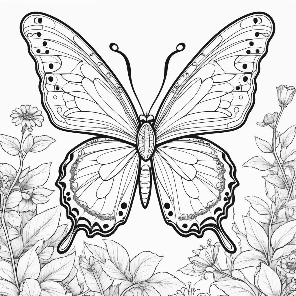 Colorful butterfly with white and black coloring pages