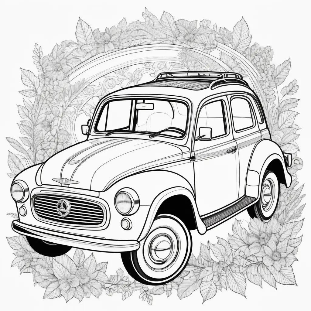 白い背景にカラフルな車が描かれている