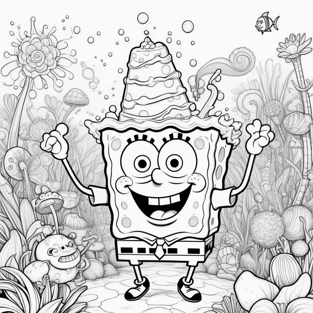 Colorful cartoon pages with SpongeBob and his friends