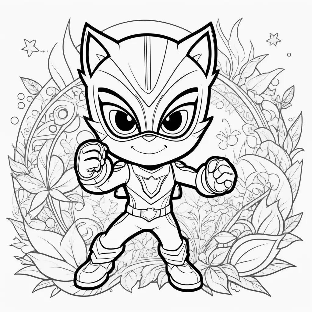 Colorful cat superhero PJ Mask coloring pages