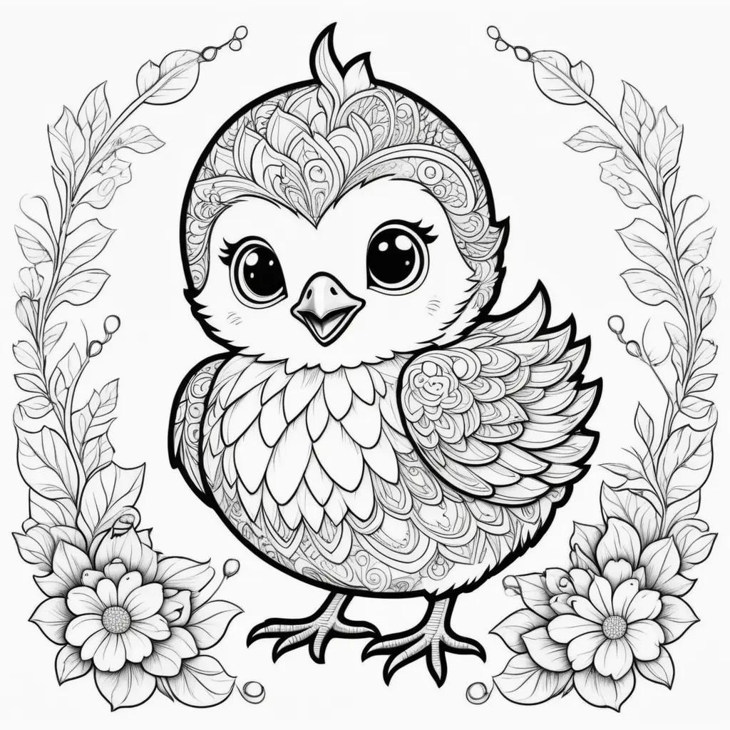 Colorful chick coloring pages for kids