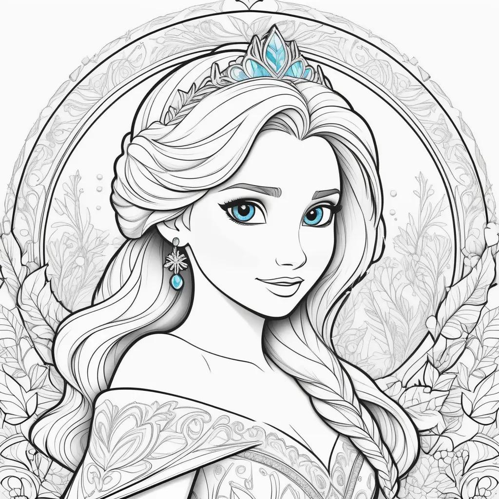 Colorful coloring page of Anna and Elsa from Frozen