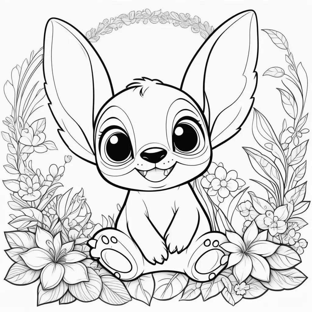 Colorful coloring page of Lilo and Stitch