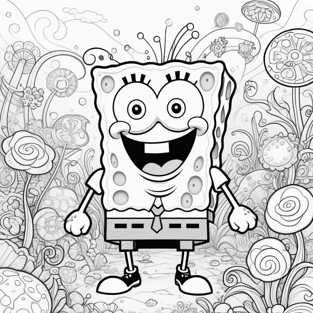 Colorful coloring pages featuring SpongeBob characters