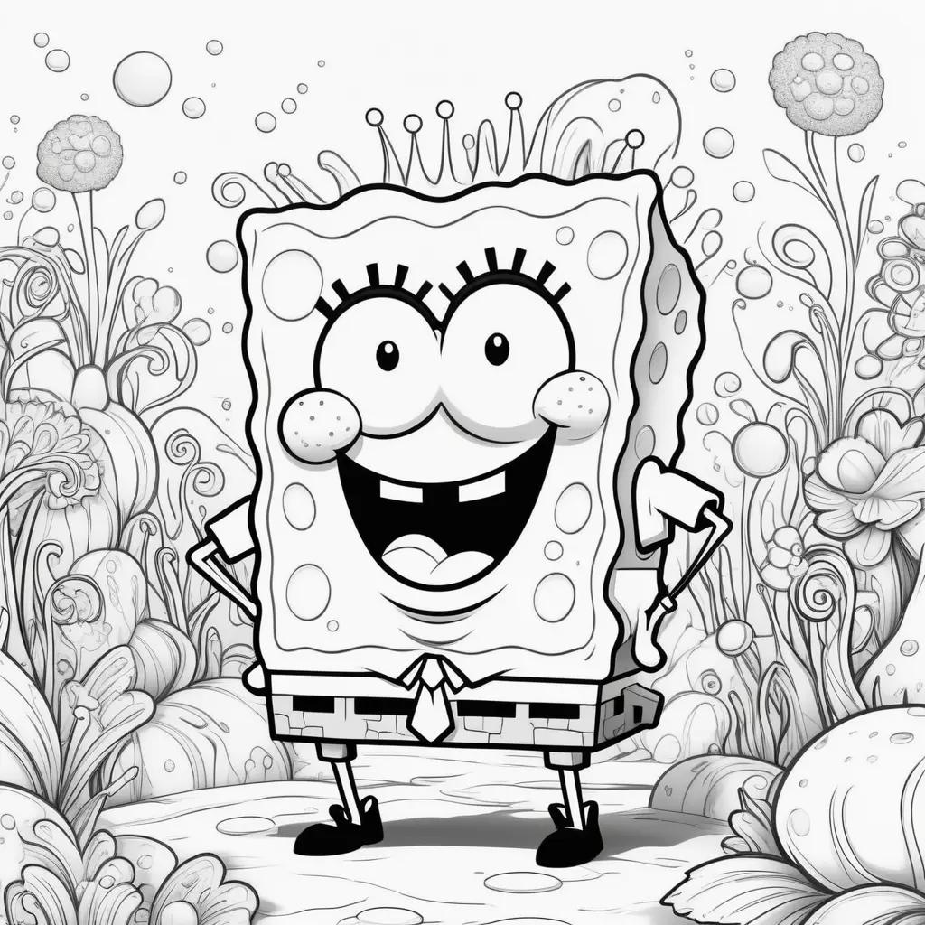 Colorful coloring pages featuring Spongebob, Patrick, and Sandy