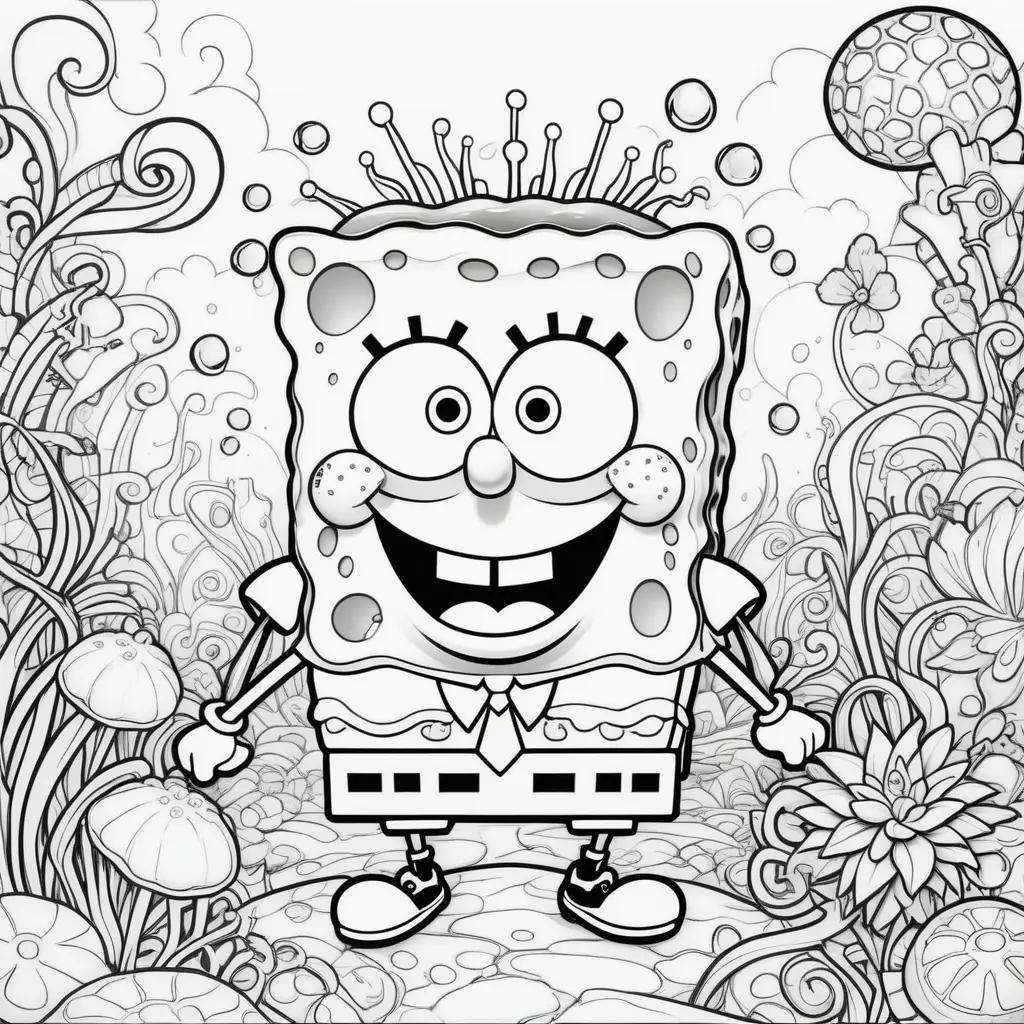 Colorful coloring pages featuring Spongebob Squarepants