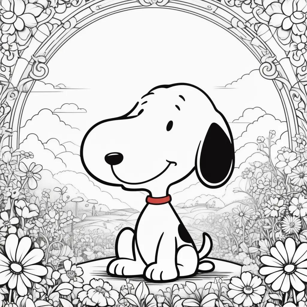 Colorful coloring pages featuring a cute Snoopy dog