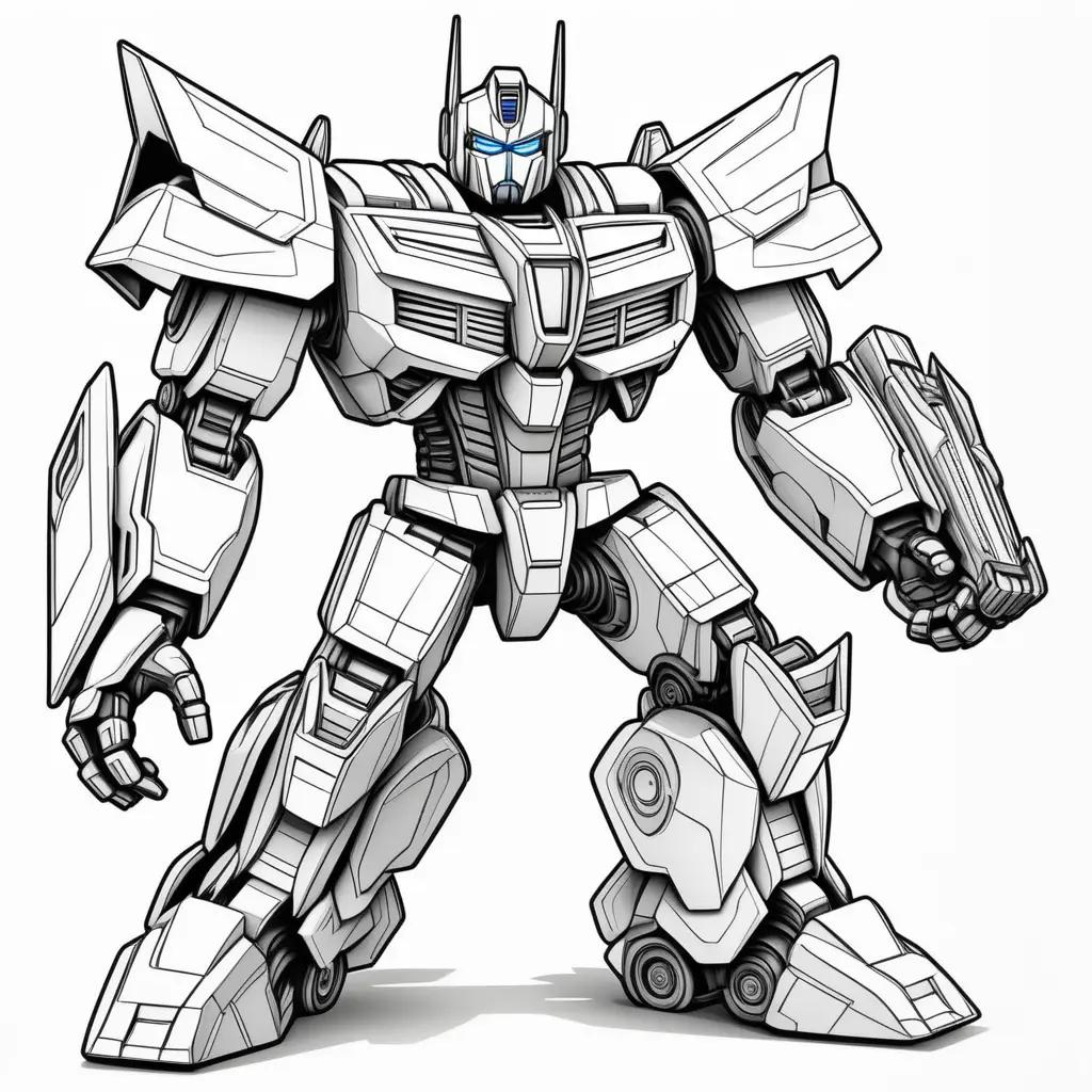 Colorful coloring pages featuring a robot from the Transformers franchise