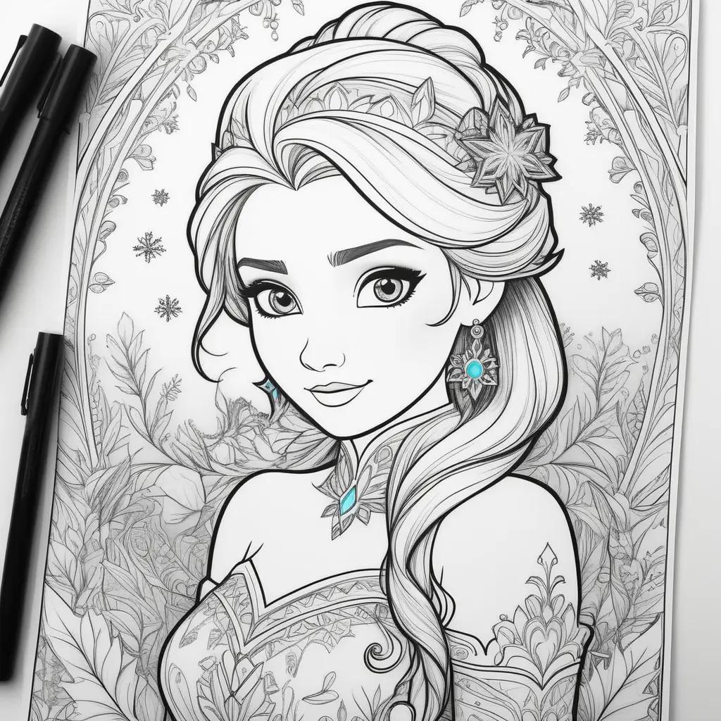 Colorful coloring pages featuring characters from Frozen