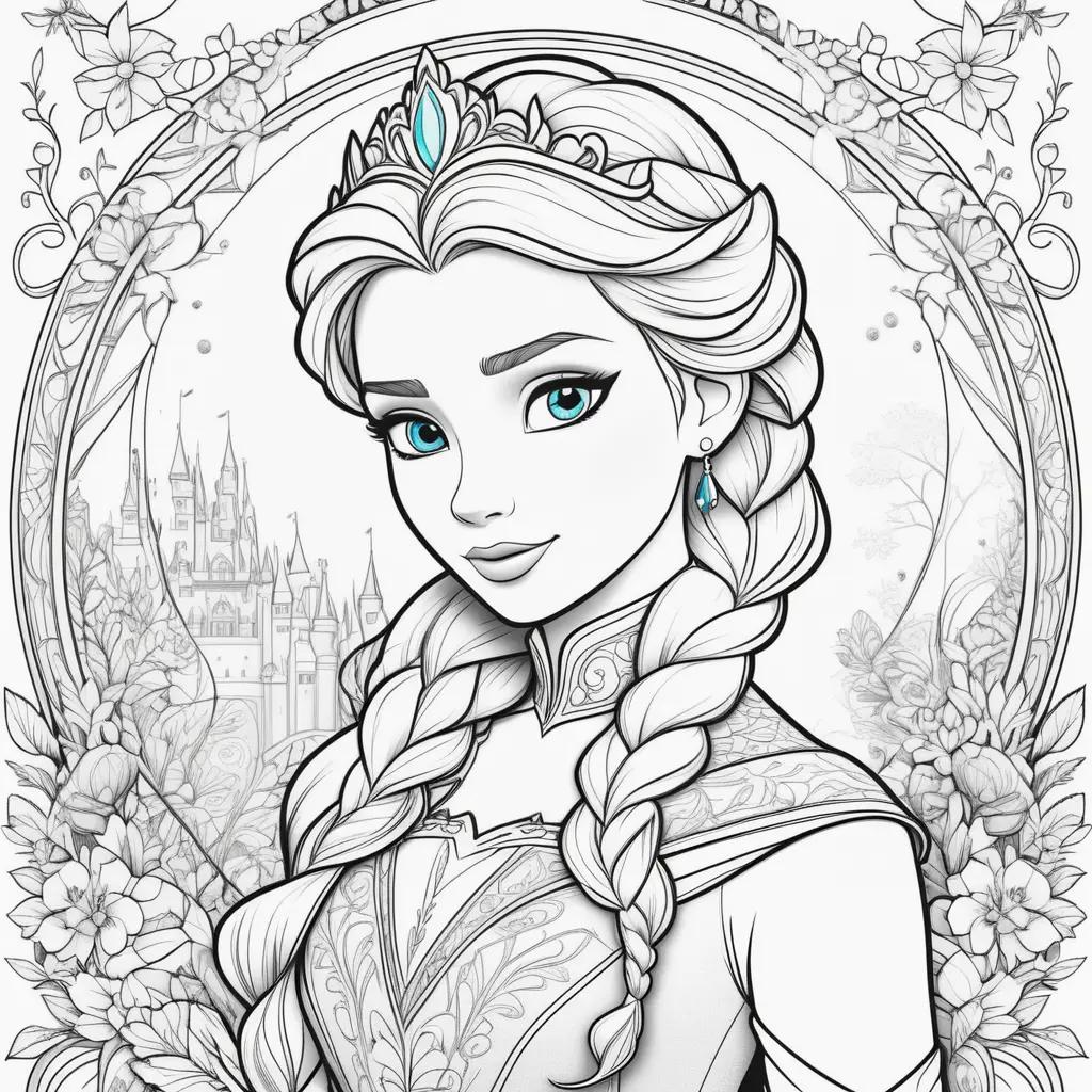 Colorful coloring pages of Elsa and Anna