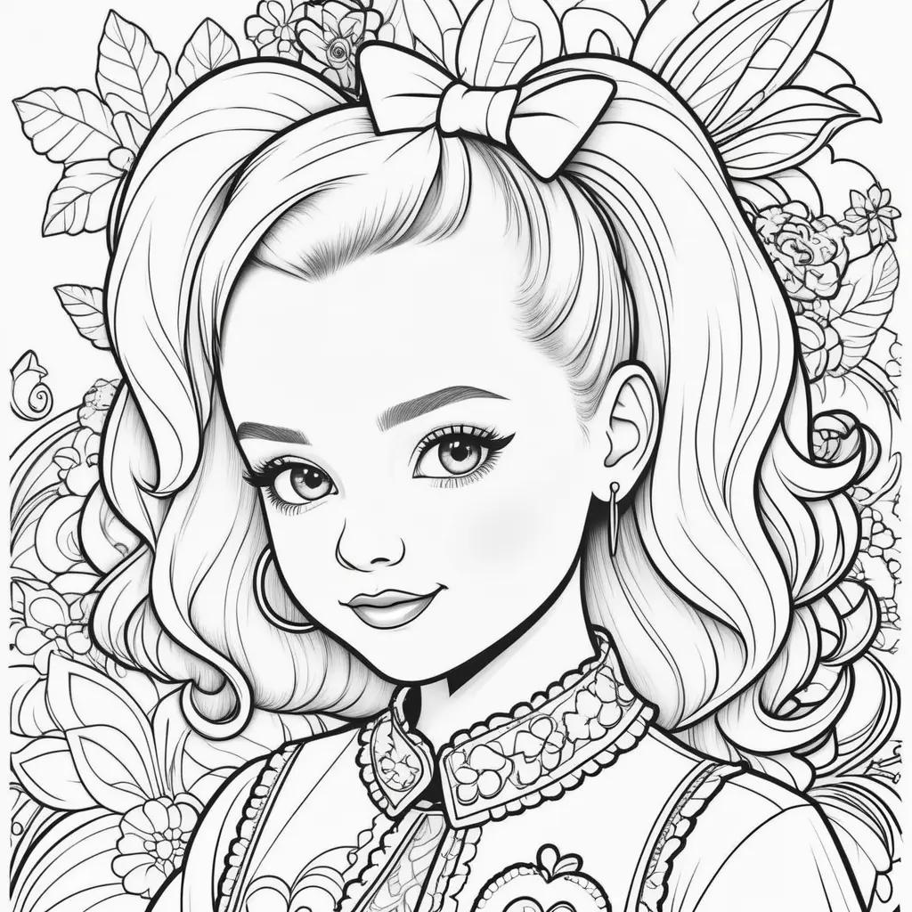 Colorful coloring pages of Jojo Siwa