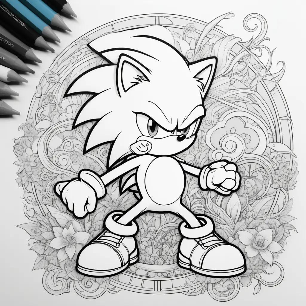 Colorful coloring pages of Sonic the Hedgehog