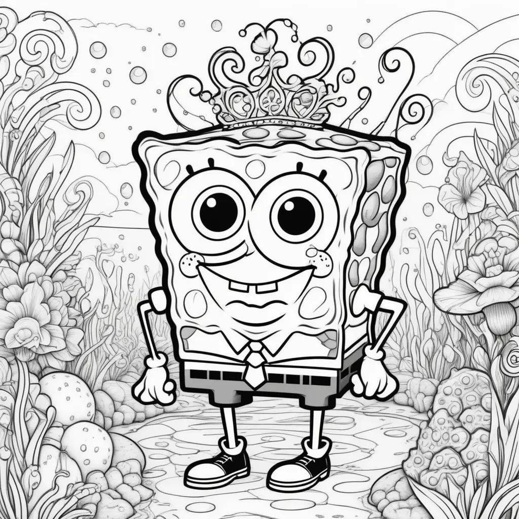 Colorful coloring pages of SpongeBob squarepants