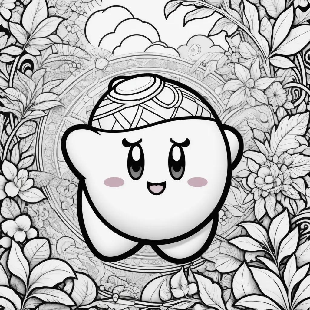 Colorful coloring pages of a cute kirby character