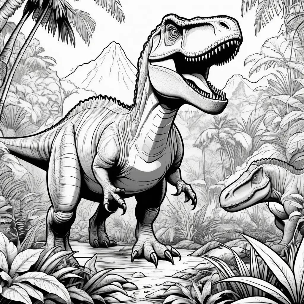 Colorful coloring pages of dinosaurs from the Jurassic World