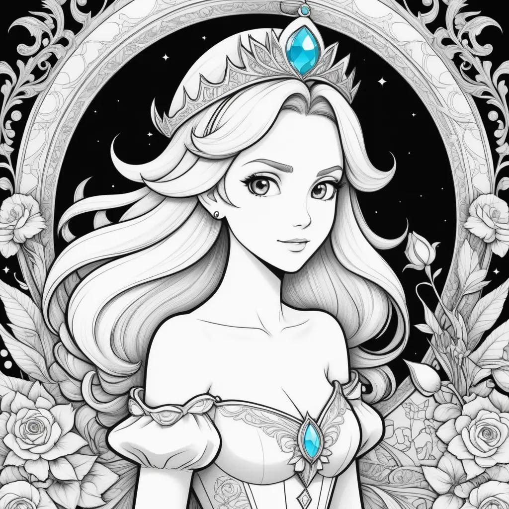 Colorful coloring pages of princess Rosalina