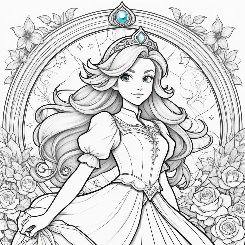 Colorful coloring pages of princess rosalina