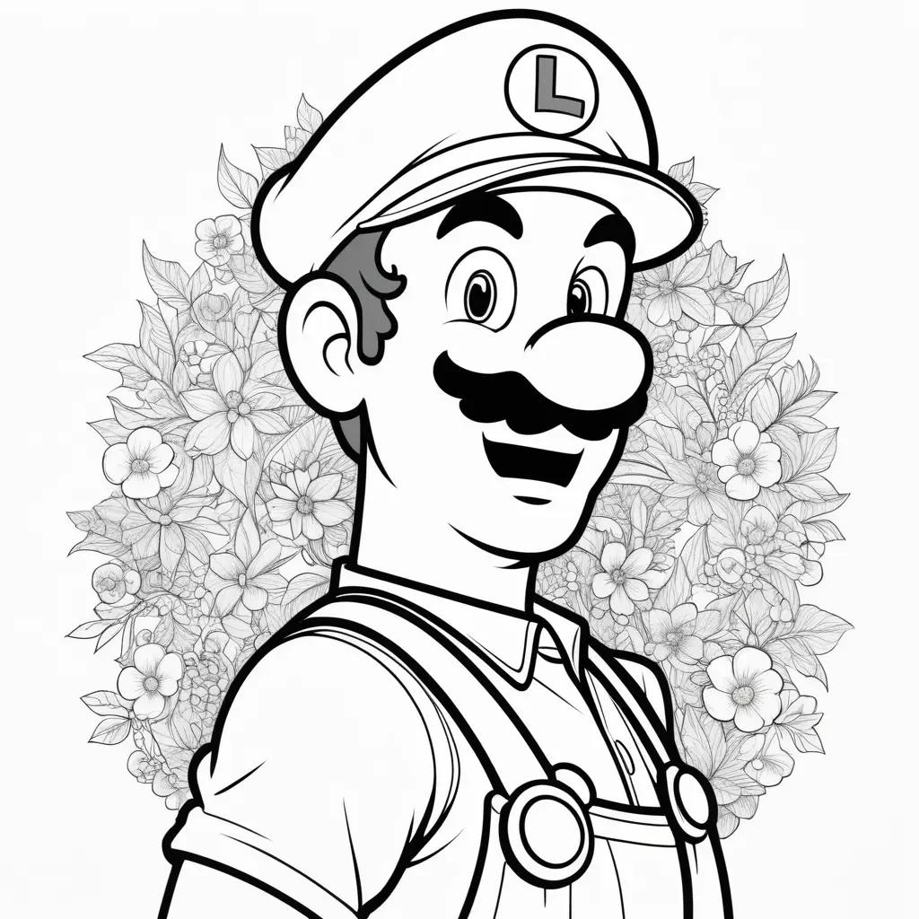 Colorful coloring pages of the iconic Mario character Luigi