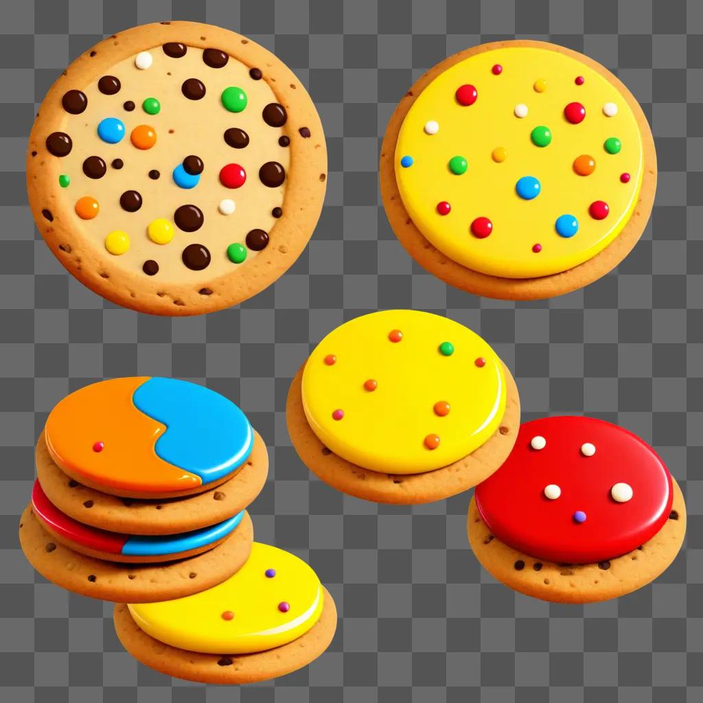 Colorful cookies with different toppings