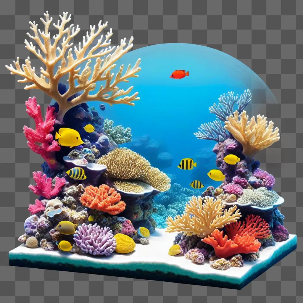 Colorful coral reef aquarium with fish and coral