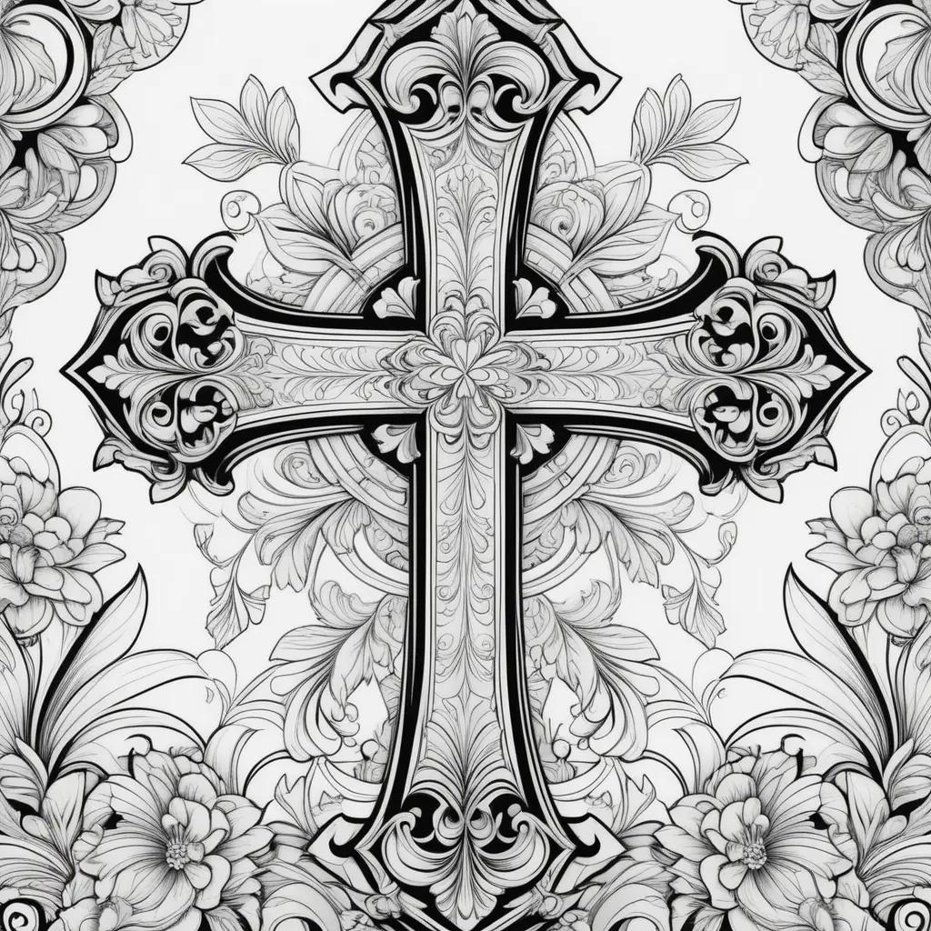 Colorful cross design with floral patterns