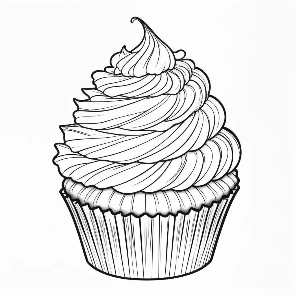 Colorful cupcake drawing on a coloring page