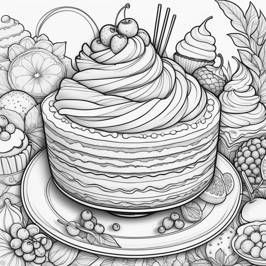 Colorful dessert coloring pages with different desserts