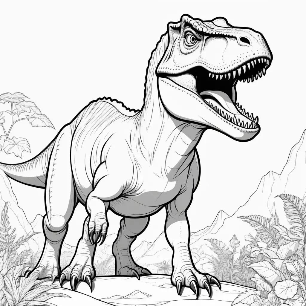 Colorful dinosaur coloring pages featuring a T-Rex