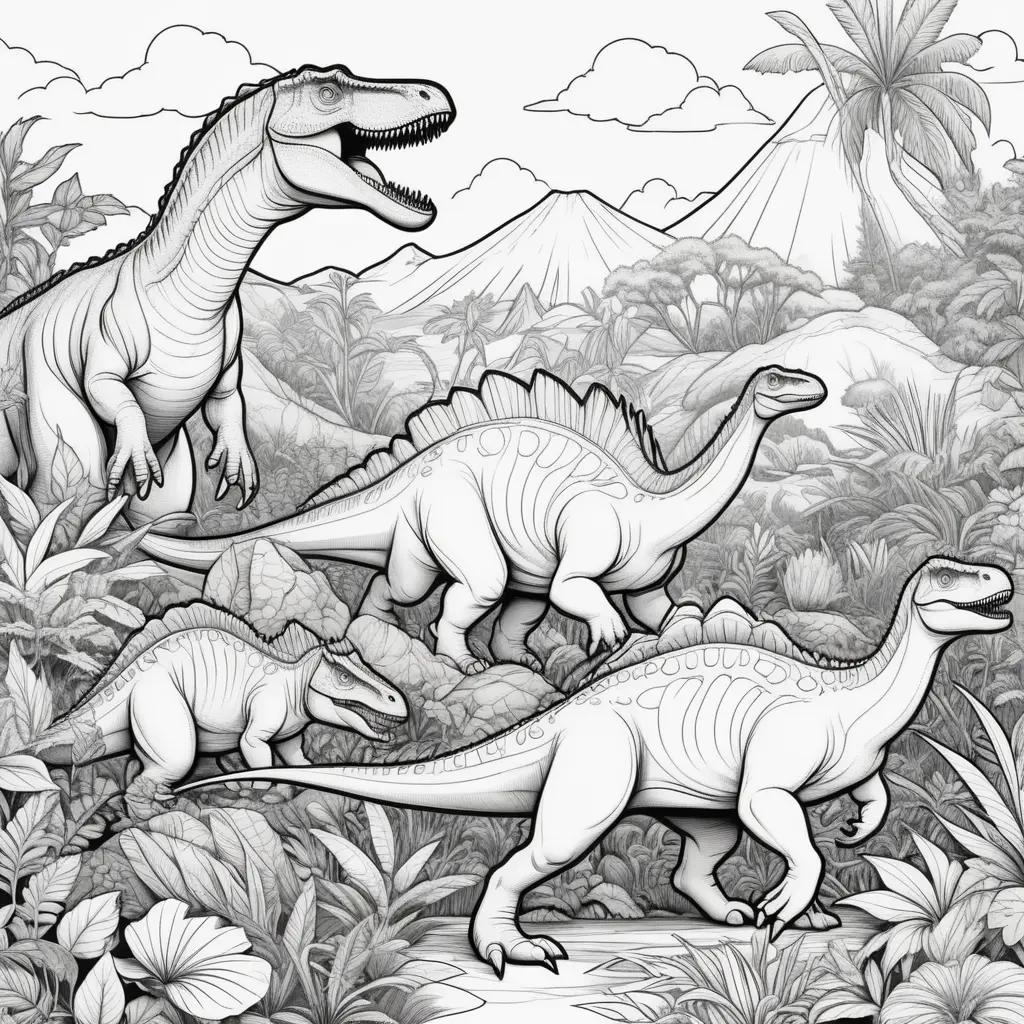 Colorful dinosaur coloring pages for kids