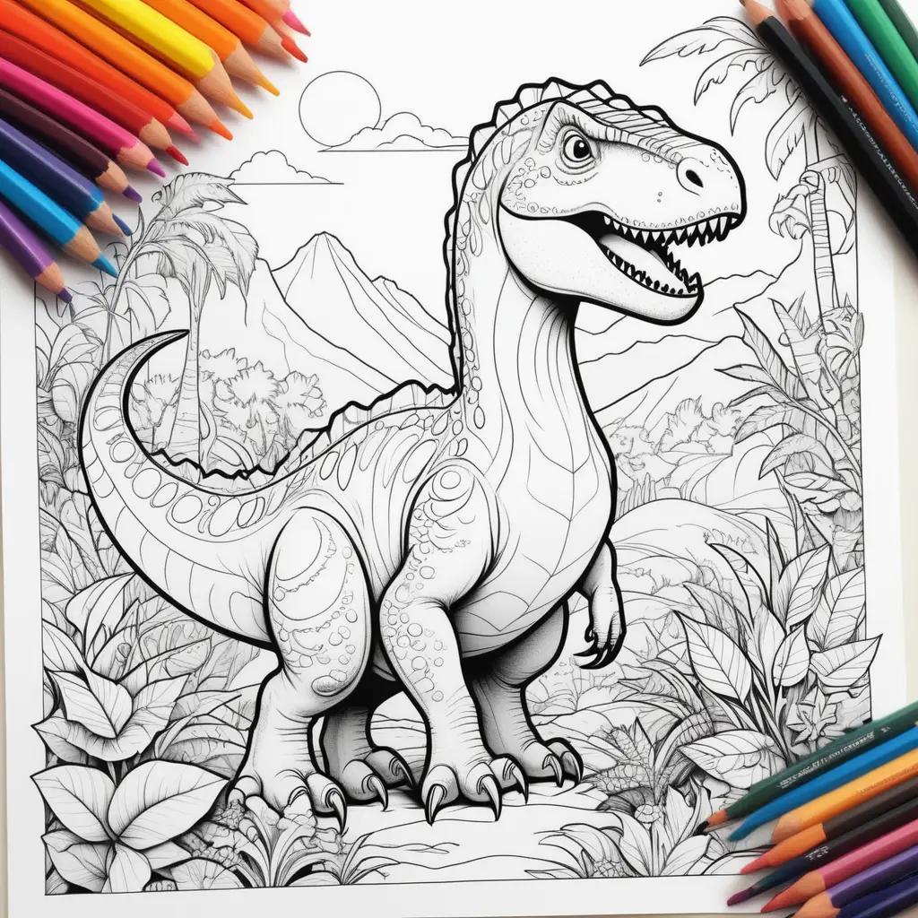 Colorful dinosaur coloring pages for kids