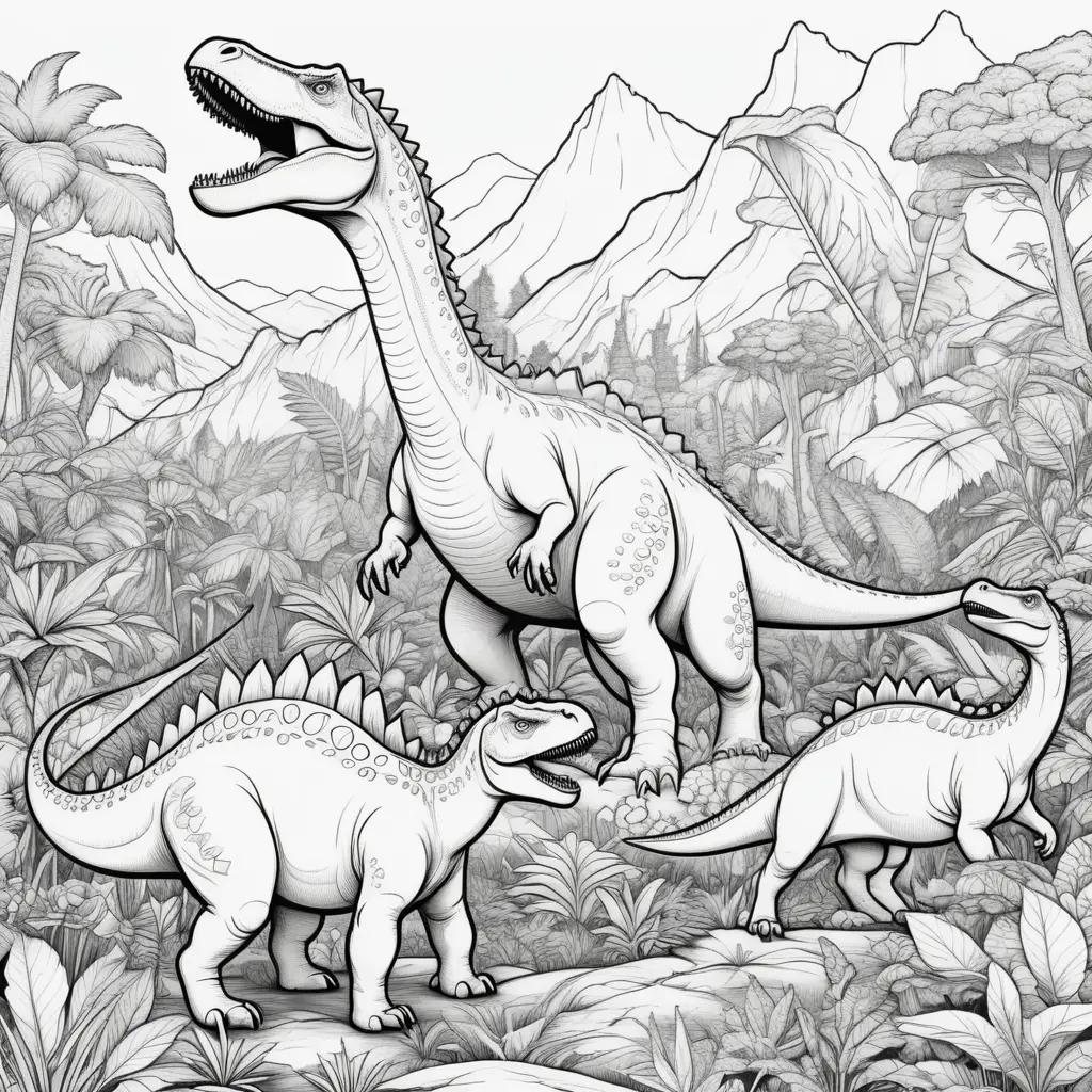 Colorful dinosaur coloring pages for kids