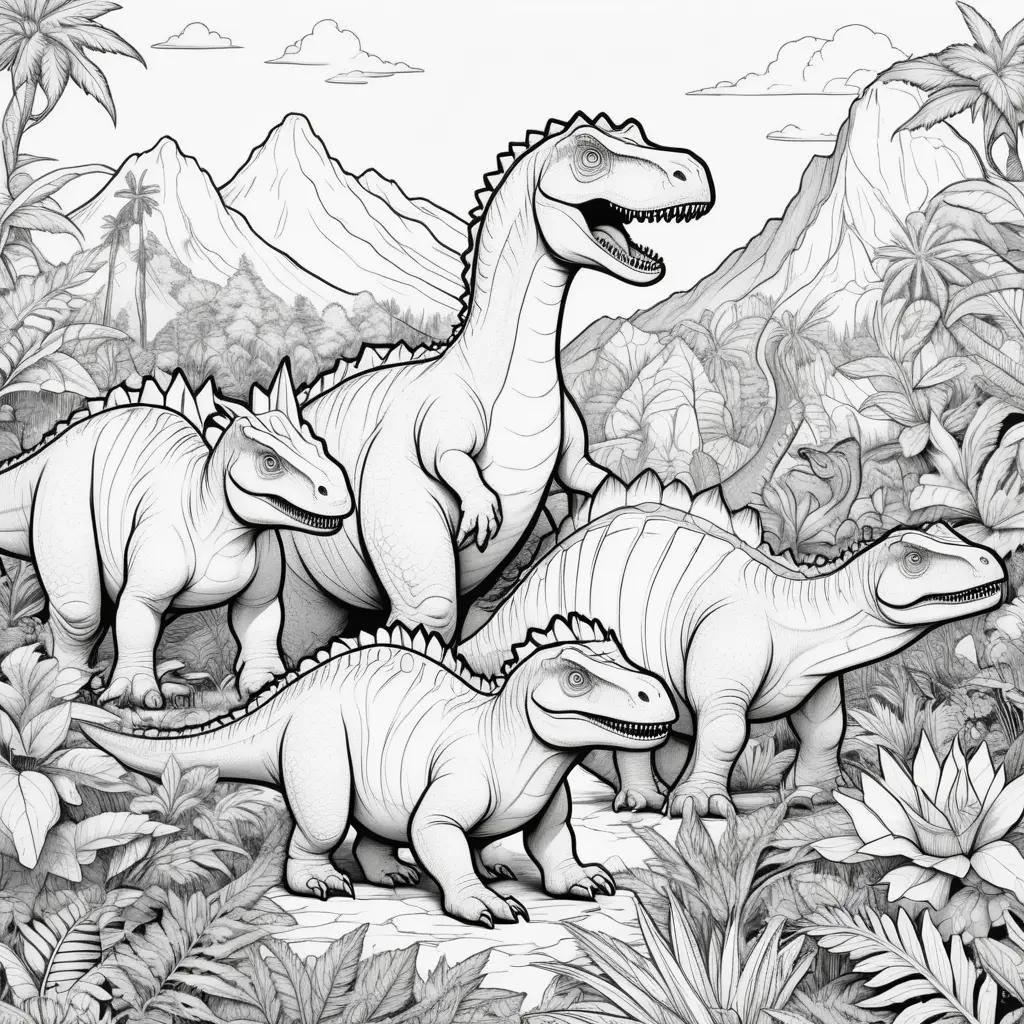 Colorful dinosaur coloring pages for kids