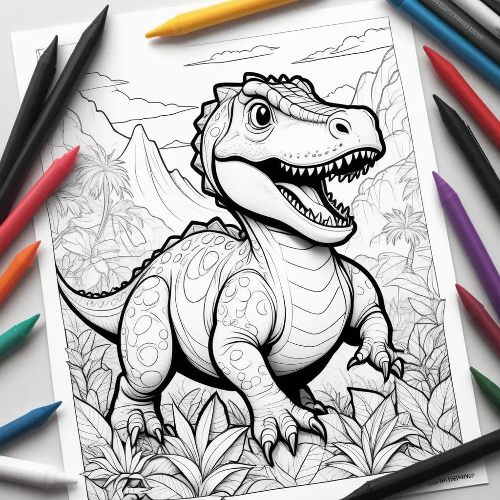 Colorful dinosaur coloring pages for kids to print