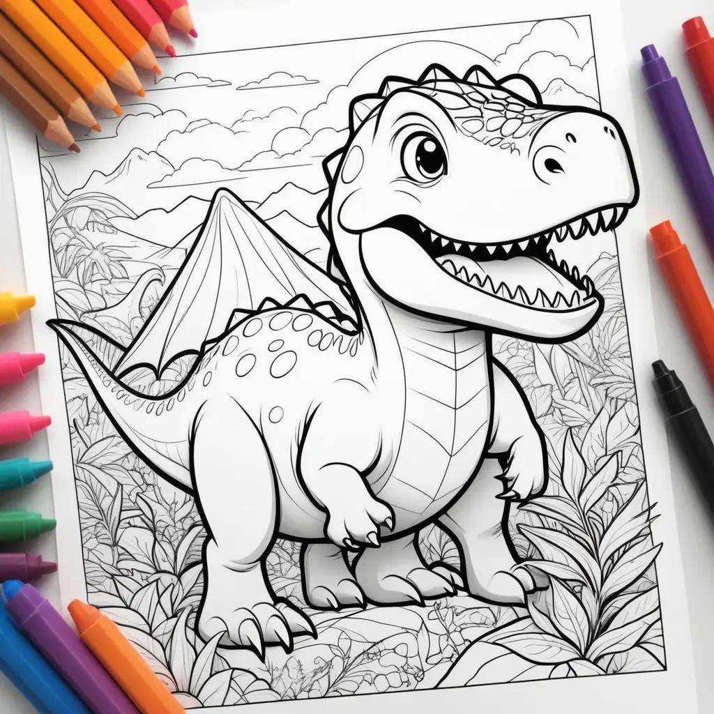 Colorful dinosaur coloring pages for kids