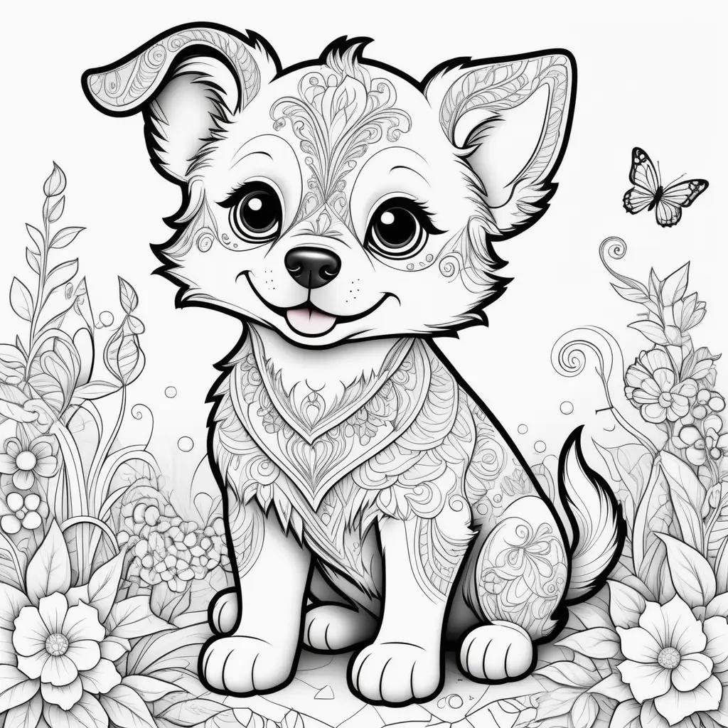 Colorful dog coloring pages for adults