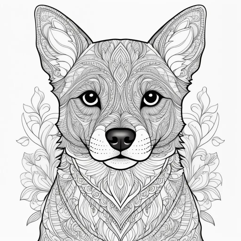 Colorful dog coloring pages with intricate designs