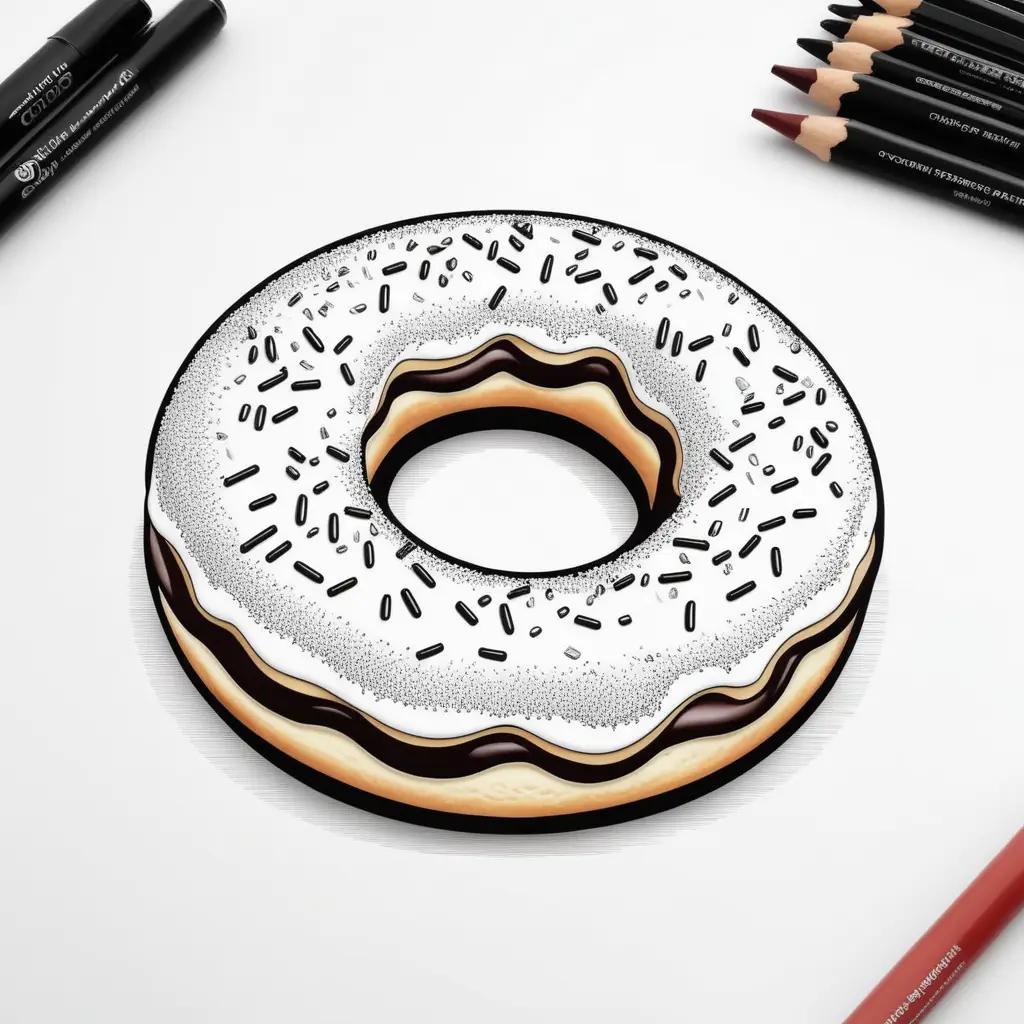 Colorful donut with sprinkles on a white surface