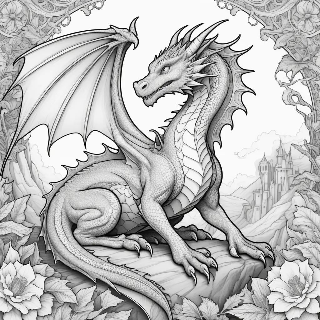 Colorful dragon coloring pages featuring an array of colors