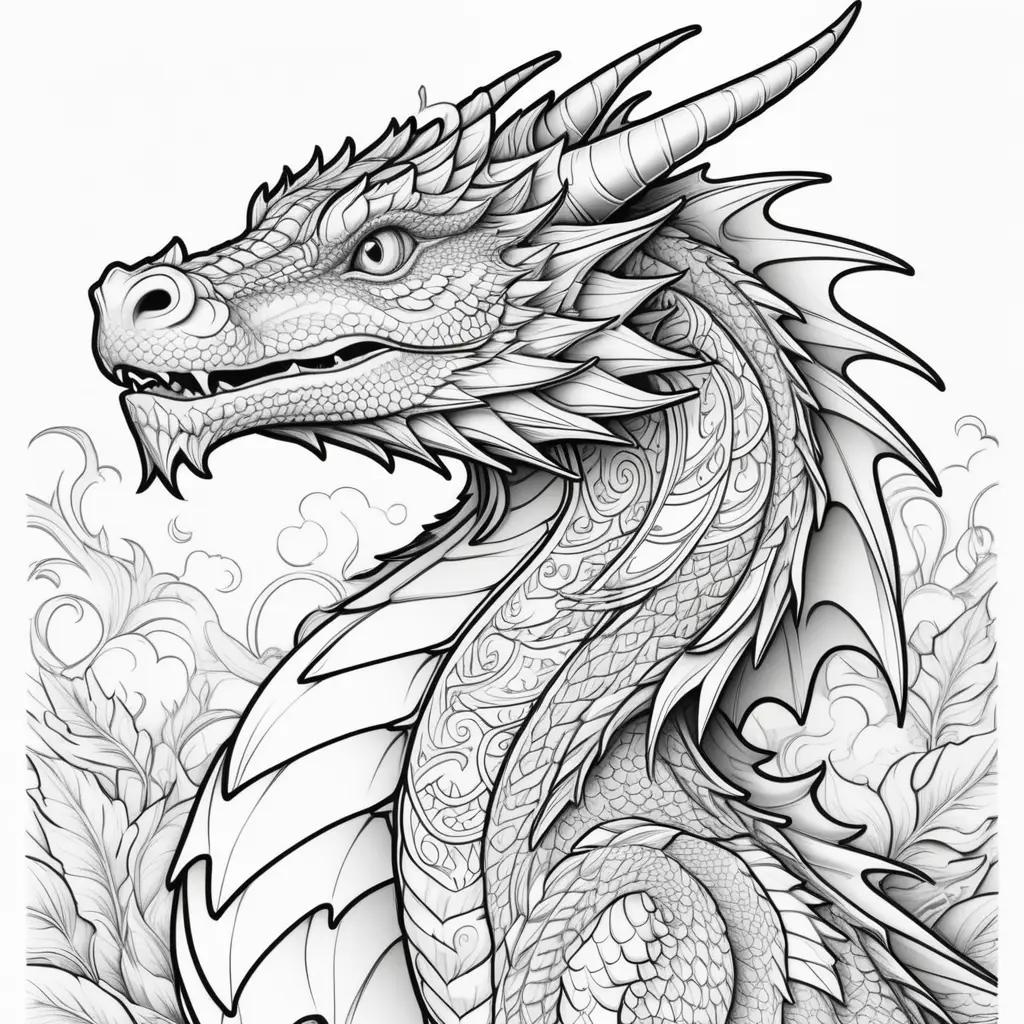 Colorful dragon coloring pages with unique design