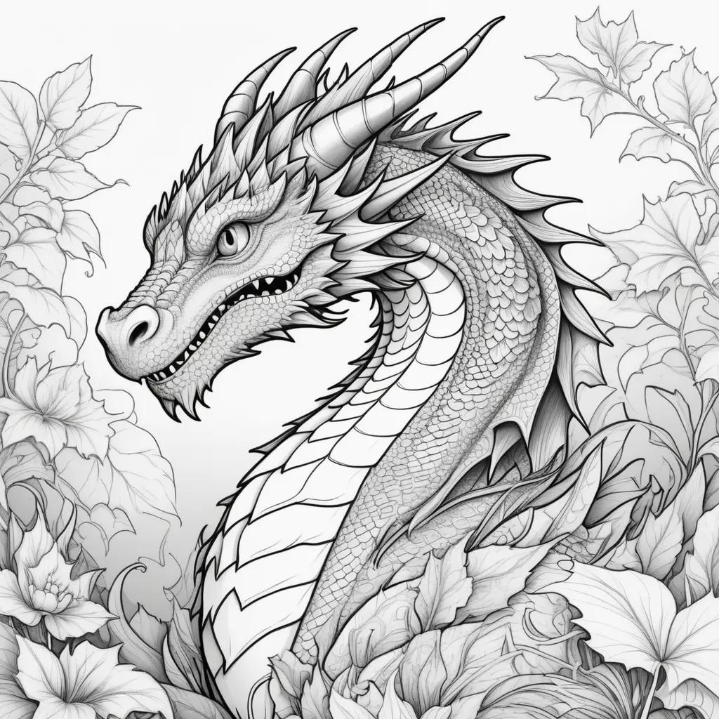 Colorful dragon print with leaves