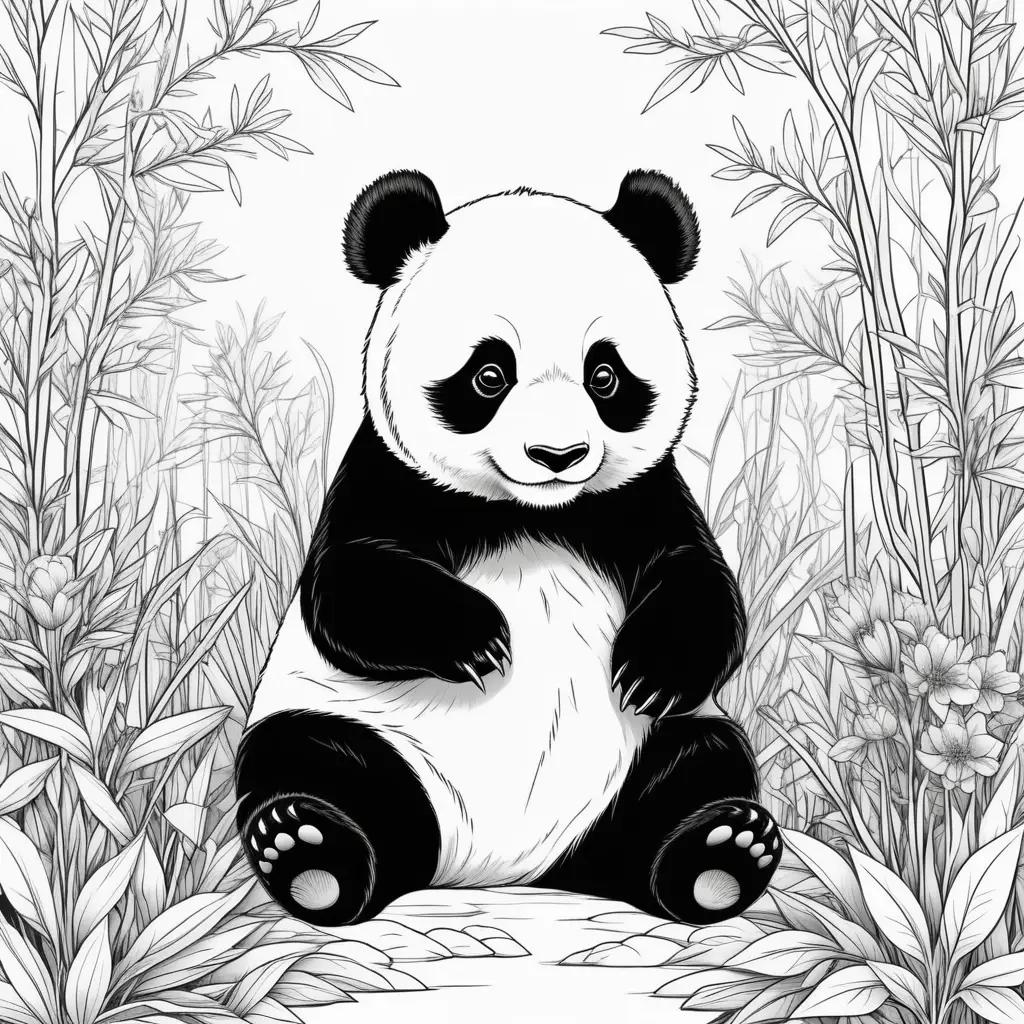 Colorful drawing of a cute panda bear