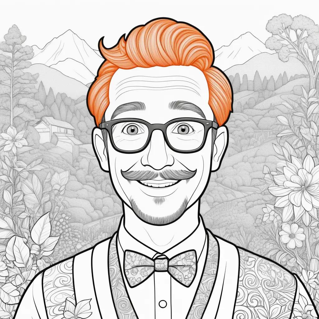 Colorful drawing of a man with a bow tie