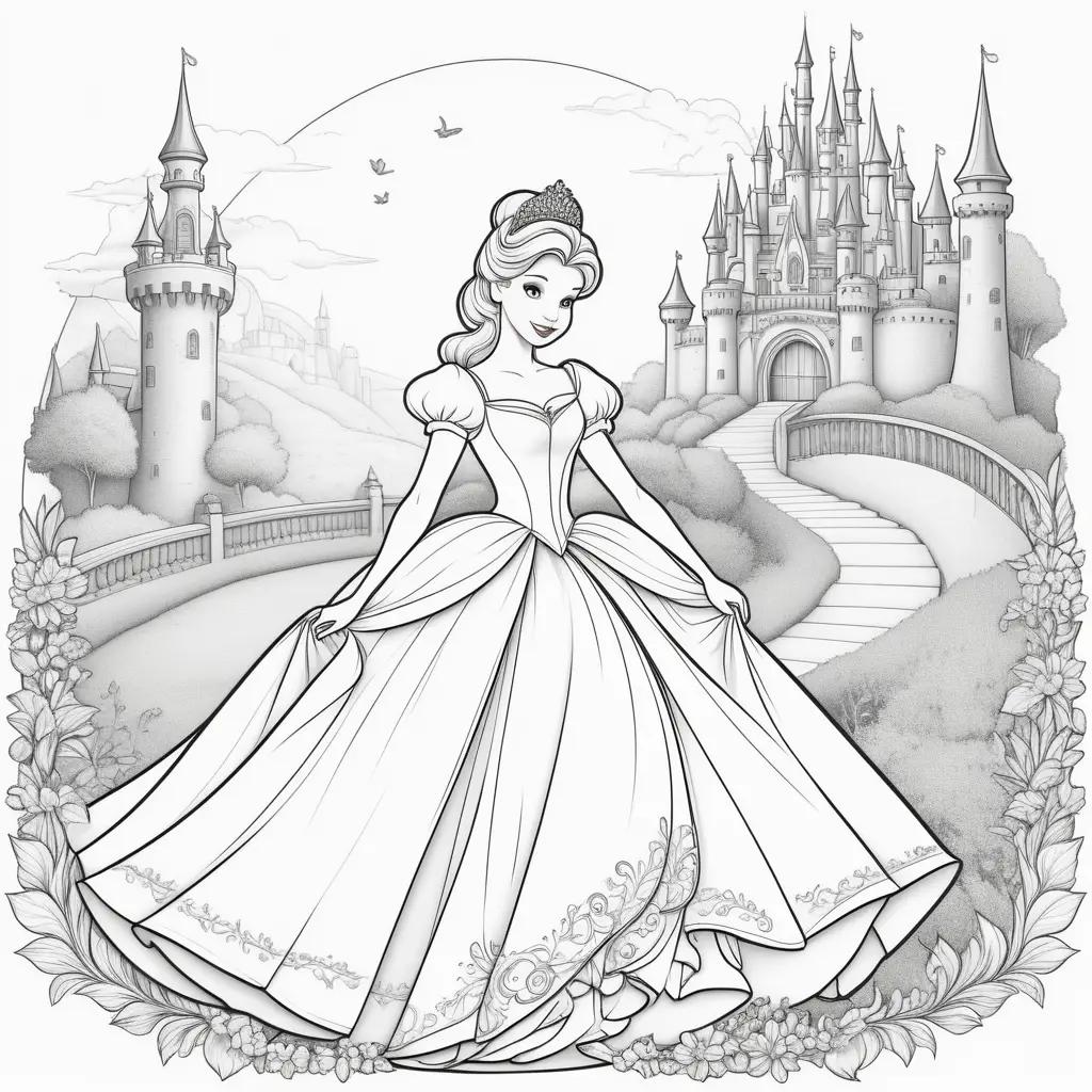 Colorful drawing of a princess in a dress