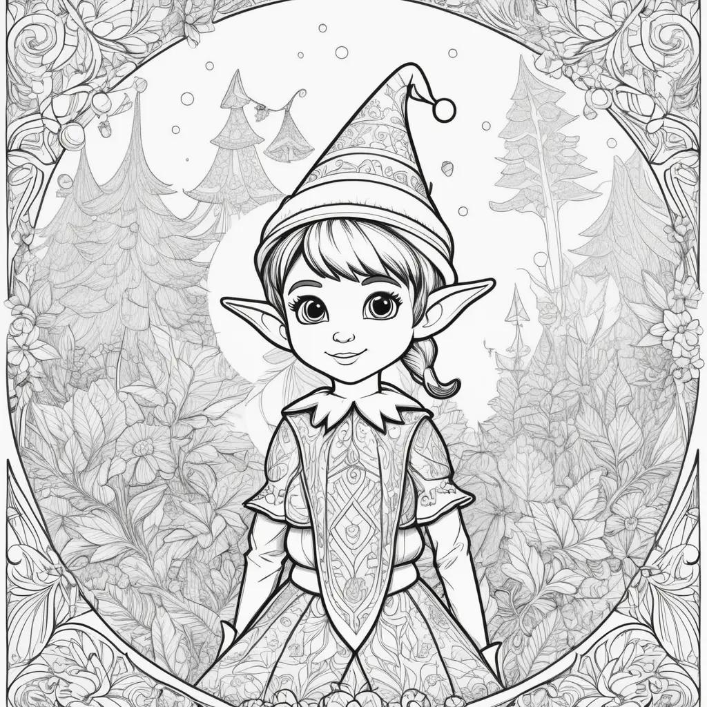 Colorful elf on the shelf coloring pages for adults