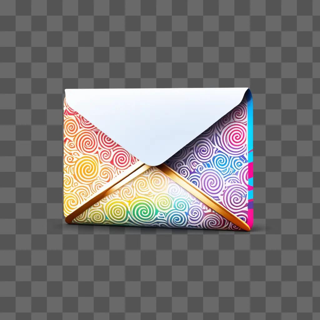 Colorful email icon design on a grey background