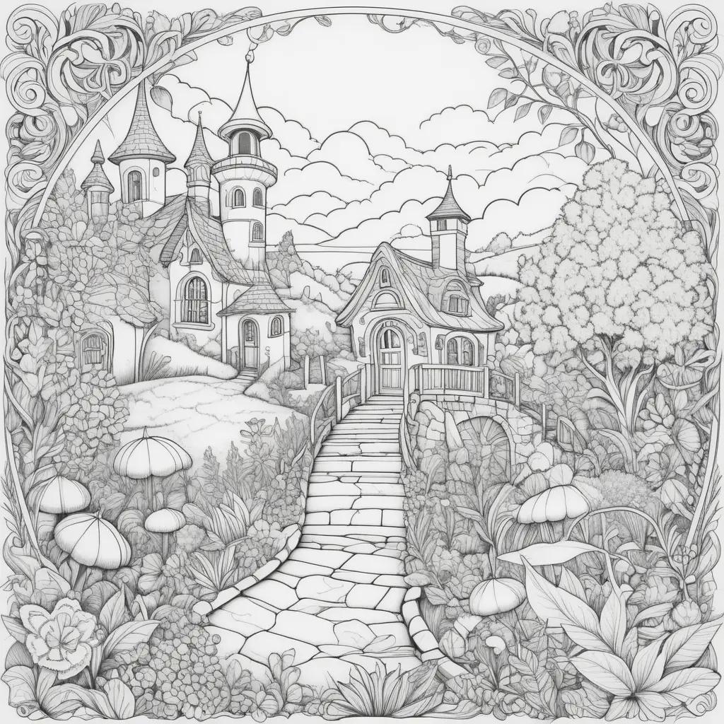 Colorful fantasy coloring pages for adults