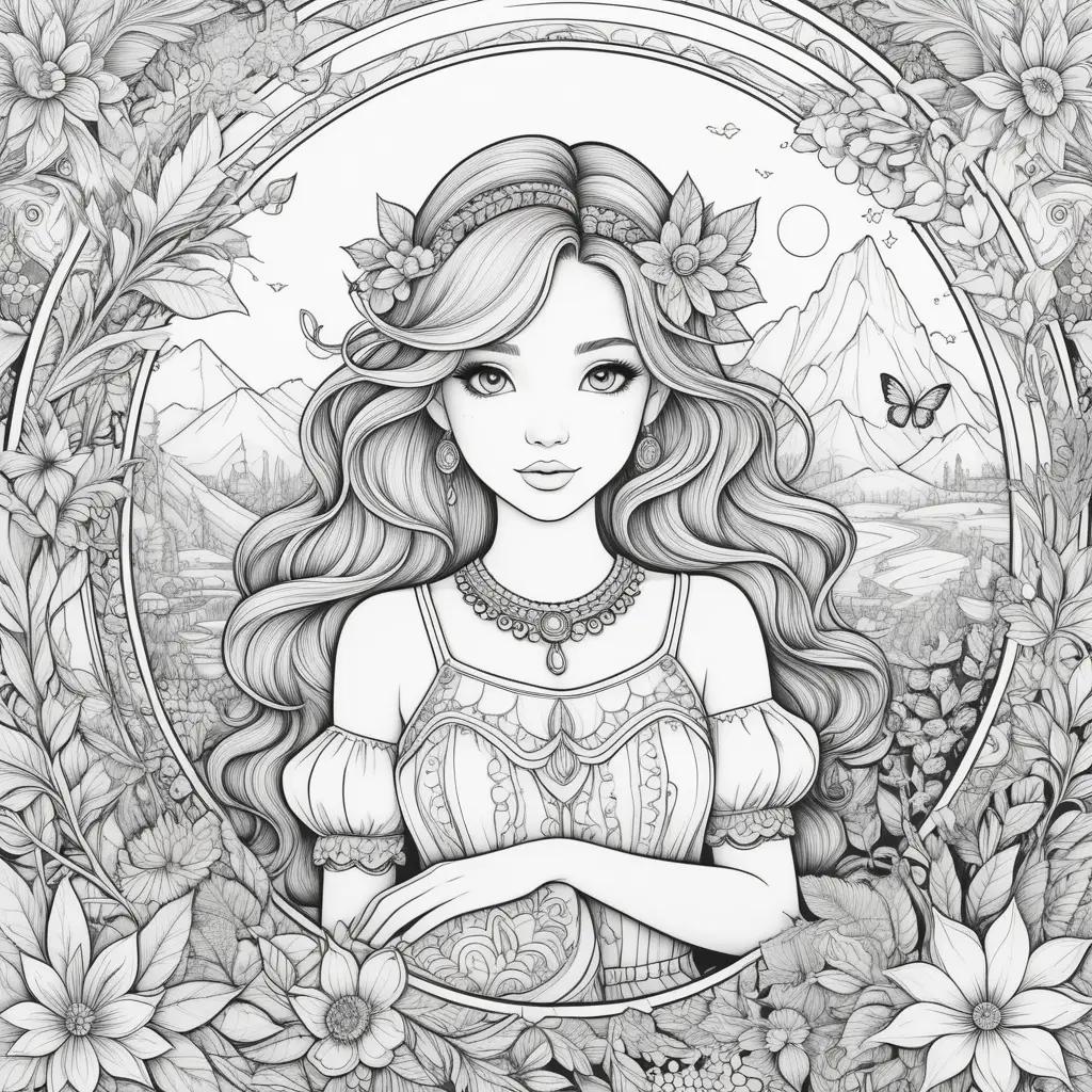 Colorful fantasy coloring pages for teens