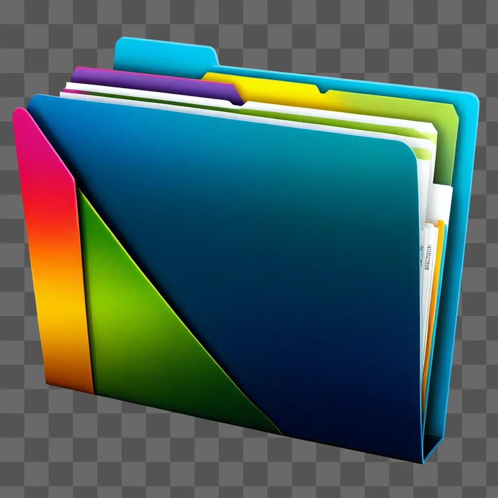 Colorful file folder with rainbow colors on it