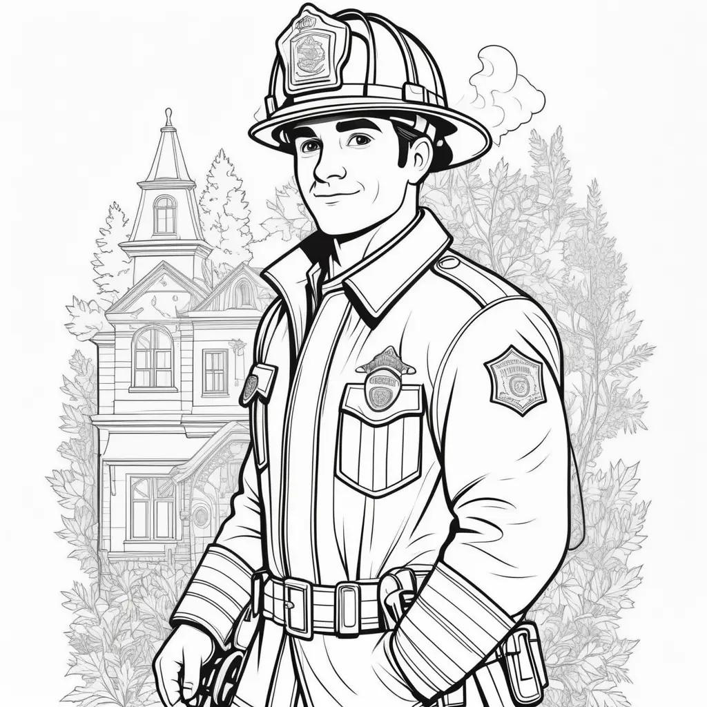 Colorful fireman coloring pages for kids